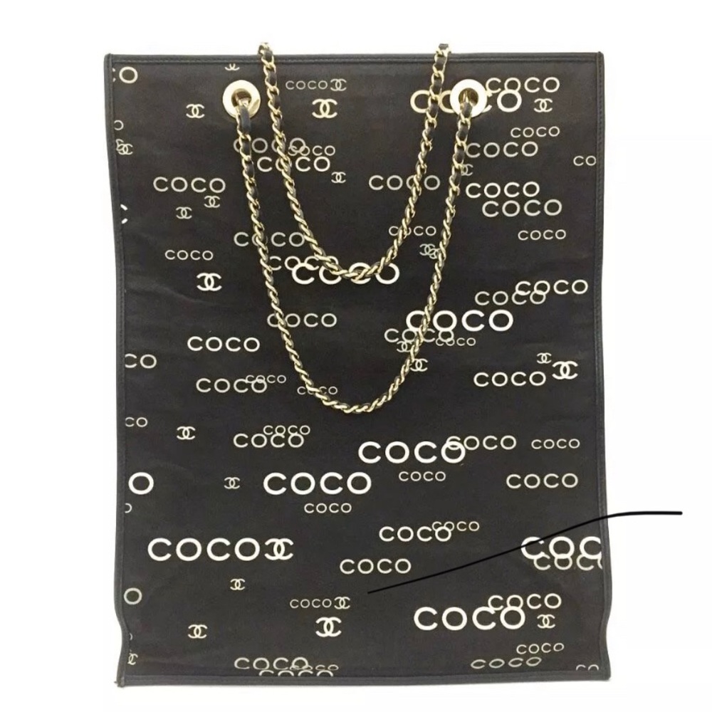 Chanel CC logo Canvas Lambskin Chain tote handbag